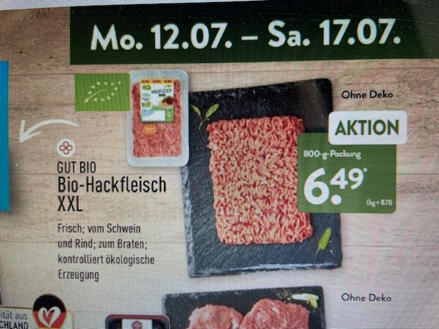 Bio-Fleisch bei Aldi zum Dumpingpreis